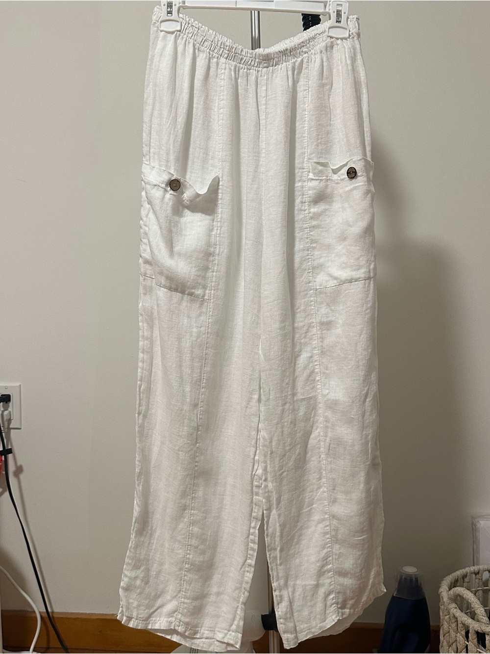 Women’s White Linen Wide Leg Pants